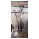 Sledge hammer, pickaxe, shovel
