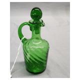 Green Glass Cruet. 6in tall