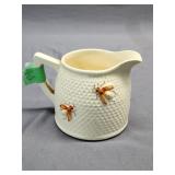Glass Bee Pitcher. 4in tall x 5.75in wide