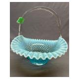 Opalescent Hobnail ruffled edge basket