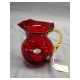 Glass Pitcher Hand Blown by Rainbow 4.5ï¿½ tall