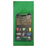 Drillbits, and plastic anchors set in case