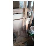 Pitchfork, shovel, post hole digger