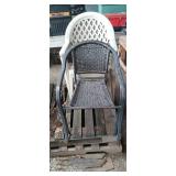 4 - Patio chairs, 2 plastic, 2 metal with wicker