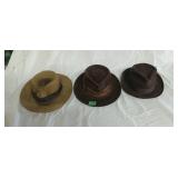3 Men's hats with wear, frank cline, batsakes bros
