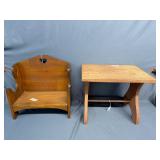 Wood Stand and Small Wood Bench