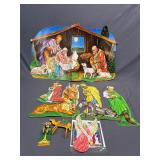 Christmas Nativity scene cardboard, wood ornaments