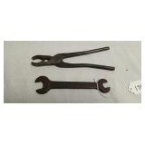 Fordson tractor wrench & Vintage Red Devil pliers