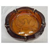 Dark Amber Glass American Eagle ashtray