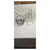 Angel candle holder 15' tall and metal basket 10'