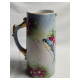 Hand Painted Glass Vase 10.5in Tall