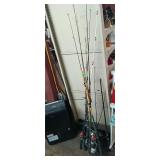 Group of assorted fishing poles