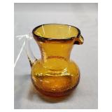 Amber Glass Pitcher. 3.5in tall
