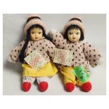 (2) Ceramic Petite Pals Dolls 6 in tall