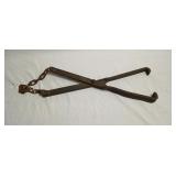 Vintage blacksmith tongs 18' long with connection
