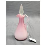 Pink Art Glass Cruet.  8.5in tall