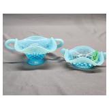 (2) Small Glass Hobnail Dishes