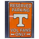 Tennessee Volunteers Reserved Parking Sign
