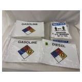 Sign assortment includes, gasoline, diesel
