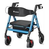 Flyingjoy Aluminum Rollator Walker with Seat, blue