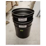 Two metal 5 gallon buckets one dented
