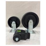 3 - Rigid Plate Casters, one swivel castor wheel