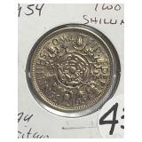 1954 Britain 2 Shillings