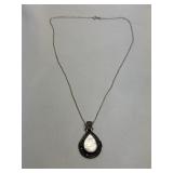 Sterling Pendant Necklace Mother of Pearl Inlay