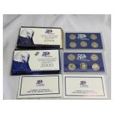 1999 & 2000 U.S. Proof Mint Quarter Sets