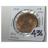 1941 New Zealand One Cent UNC.