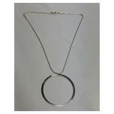 Silver Tone Necklace with Hoop Pendant