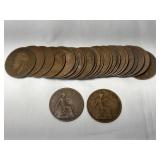 1919  Roll (25) Gr. Britain Cents