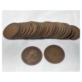 1920  Roll (25) Gr. Britain Cents
