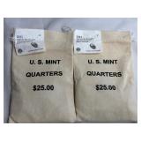 P & D U.S. Mint $25.00 Bags Gettysburg