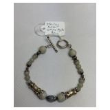 Sterling Silver White Agate Bead  Bracelet