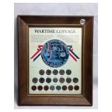 War Coins Display w/BU Cents & (11) Silver Nickels