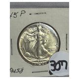 1945 AU58 W.L. Liberty Half Dollar