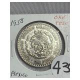 1958 Mexican One Peso