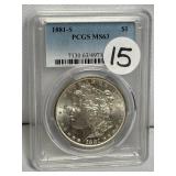 1881-S Morgan Silver Dollar PCGS/MS63