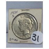 1934-S Peace Dollar XF-AU