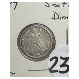 1889 Seated Dime