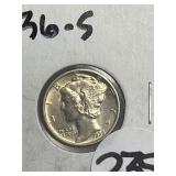 1936-S BU Mercury Dime