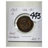 1911-S U.S. Phil. 1 Centavos