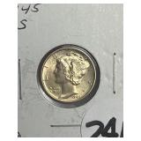 1945-S BU Mercury Dime