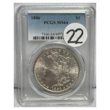 1886 Morgan Silver Dollar PCGS/MS64