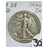 1938-D Key Date W.L. Liberty Half Dollar