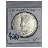 1936 Canada Silver Dollar