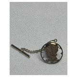 Vintage Hand Carved Mercury Dime Tie Tac