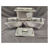 3 New Dimpled-Rim Tray Stainless Steel 4'Hx4.5'W