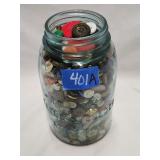 7'H Glass Ball Jar Filled With Buttons